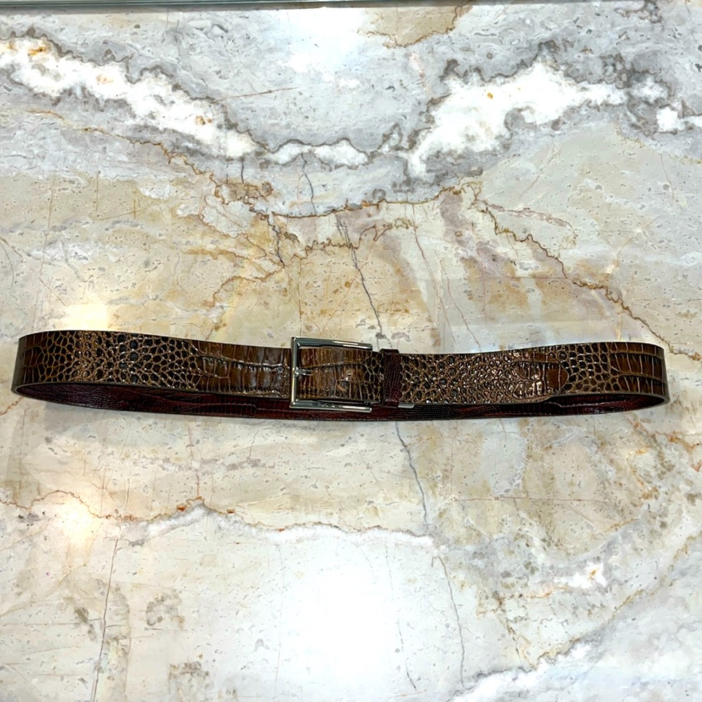 Etro Men’s Adjustable & Reversible Crocodile Italian Handmade Designer Belt.